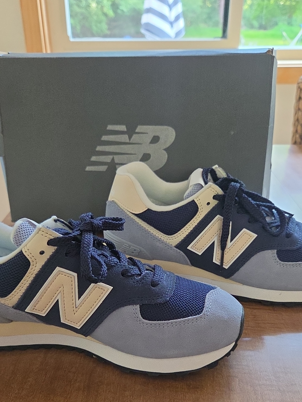 New Balance 574 Blue And Cream Sneakers